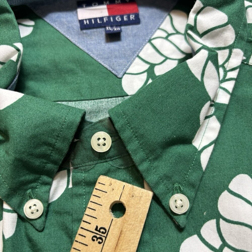 Tommy Hilfiger Nautical Knot Rope Resort Shirt Short Sleeve Mens XL Green - Picture 7 of 7